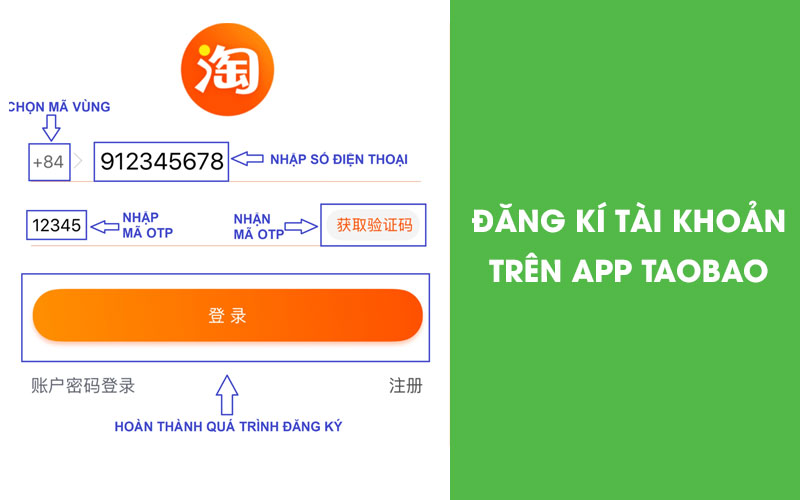 Cách đặt hàng Taobao trên điện thoại - Đăng ký tài khoản